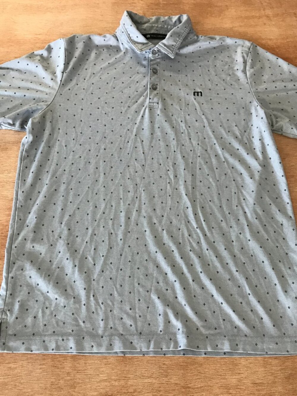 Travis Mathew Performance Polo Shirt Men L Gray Geometric Short Sleeve Golf